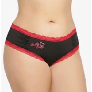 Torrid Black and Red Lace Santa Baby Cheeky Panty